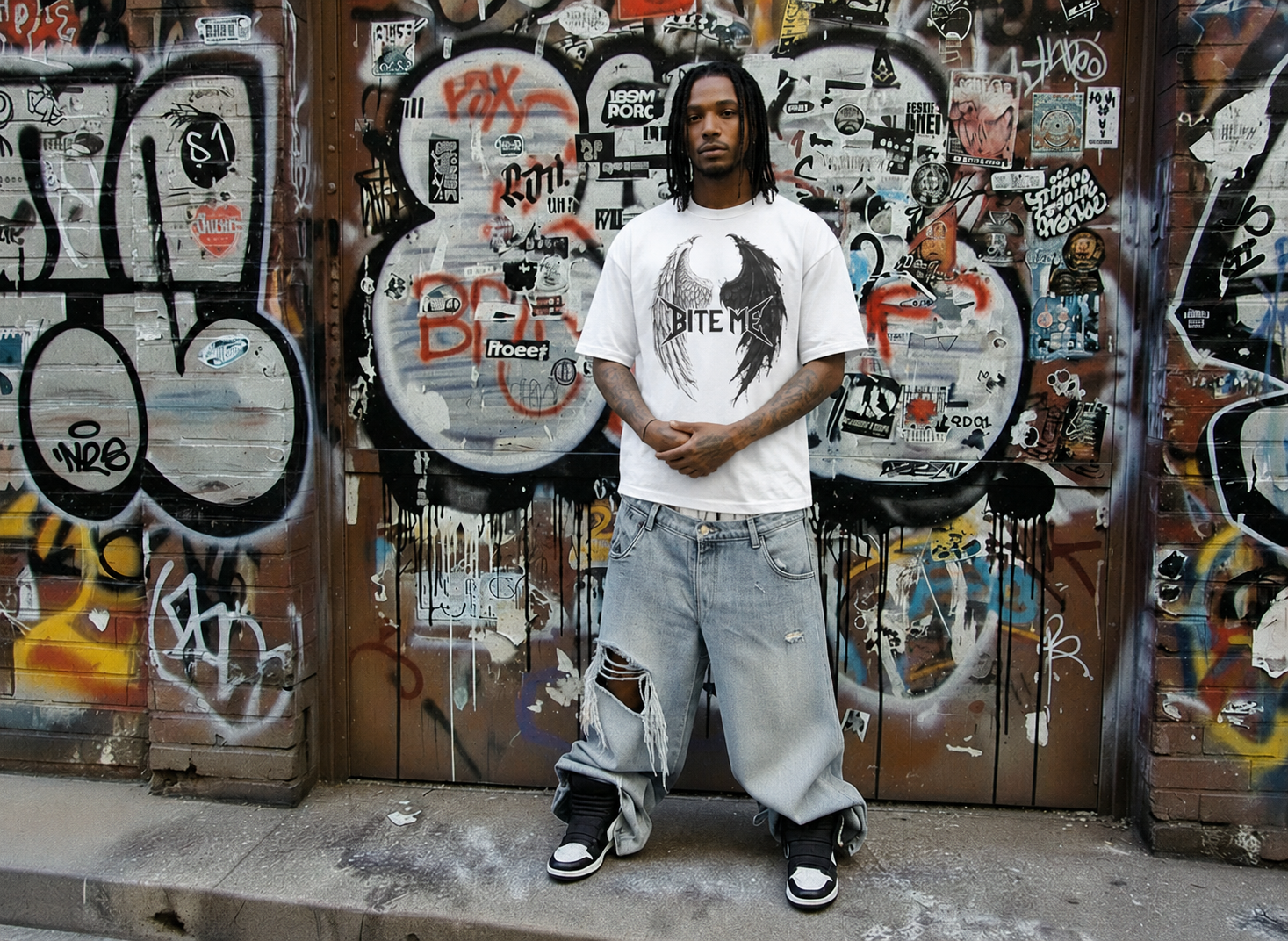 Born From Angels But Raised By The Devil | Gothic Streetwear Shirt | Goth Oversized Tee