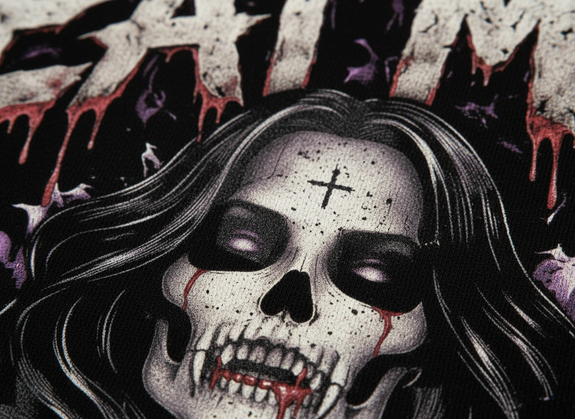 Death Bride Eat Me Graphic Tee | Grim Reaper Horror Streetwear Shirt | Goth Oversized Tee