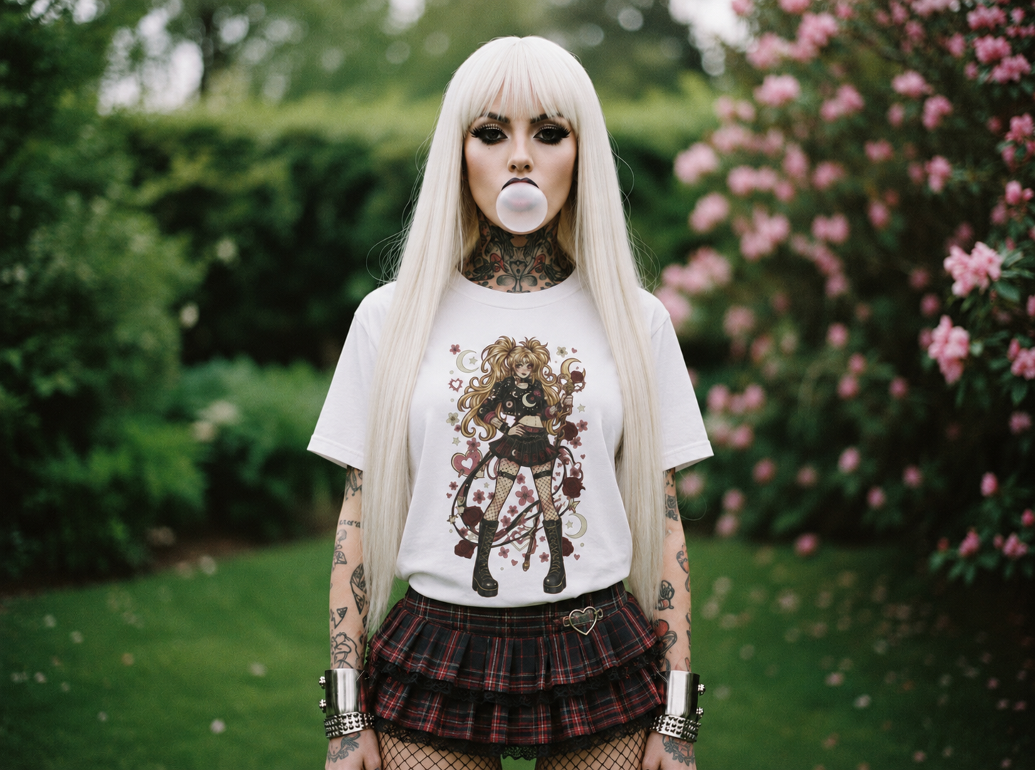 Gothic Kawaii Eat Me Graphic Tee | Anime Punk Girl Streetwear Shirt | Goth Oversized Tee