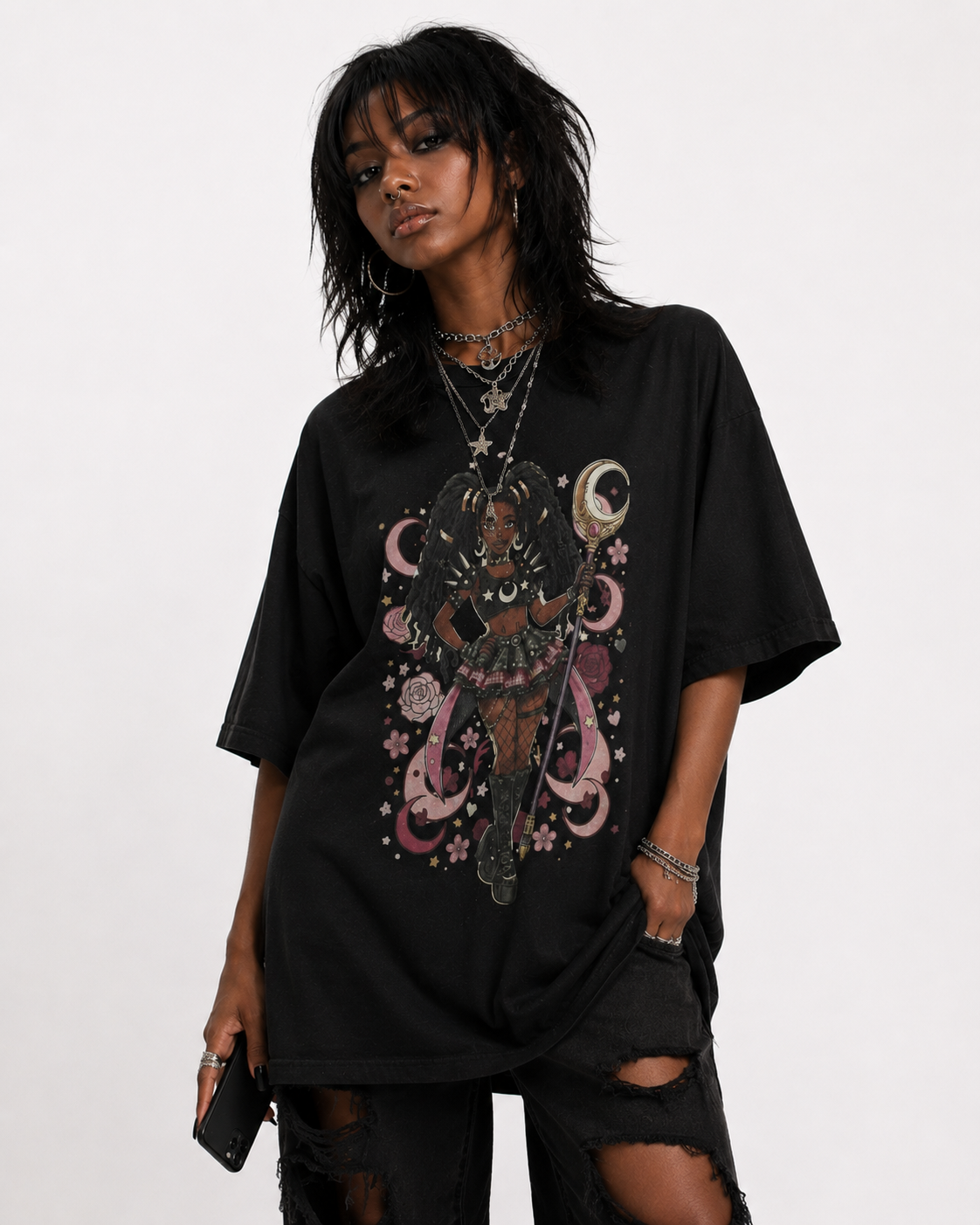 Dark Magical Girl Eat Me T-Shirt | Goth Anime Streetwear Shirt | Kawaii Gothic Oversized Tee